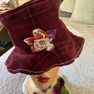 Maroon Corduroy Hemingway Bucket Top Hat Handmade Medium Large
